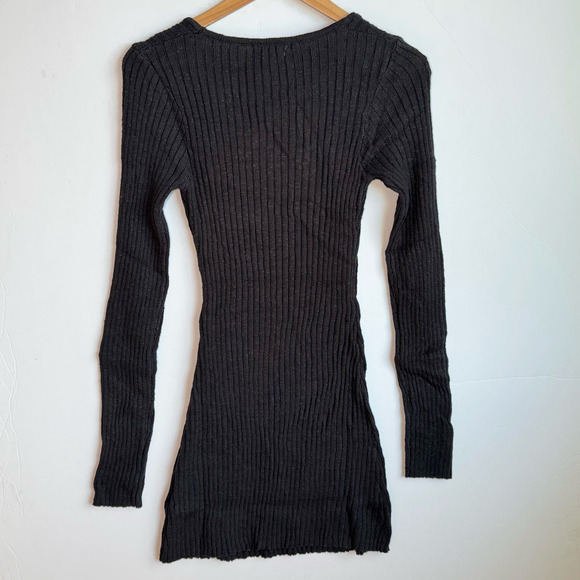 Rumored Ribbed Mini Sweater Dress size medium black - Picture 2 of 14